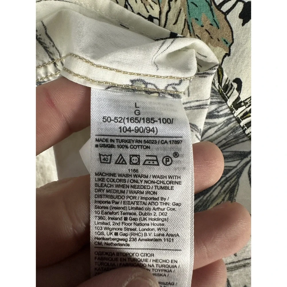Banana Republic Shirt Large Beige Floral Hawaiian Resort Camp Loop Collar New